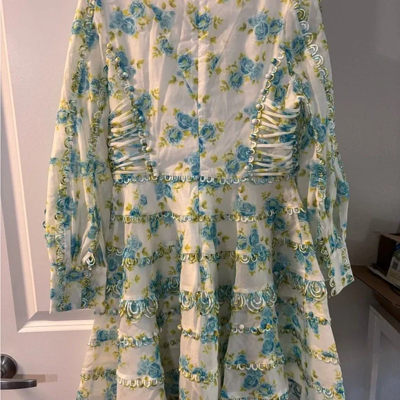 Like a Zimmermann style Blue and Green Floral Long Sleeve Dress - Picture 3 of 3